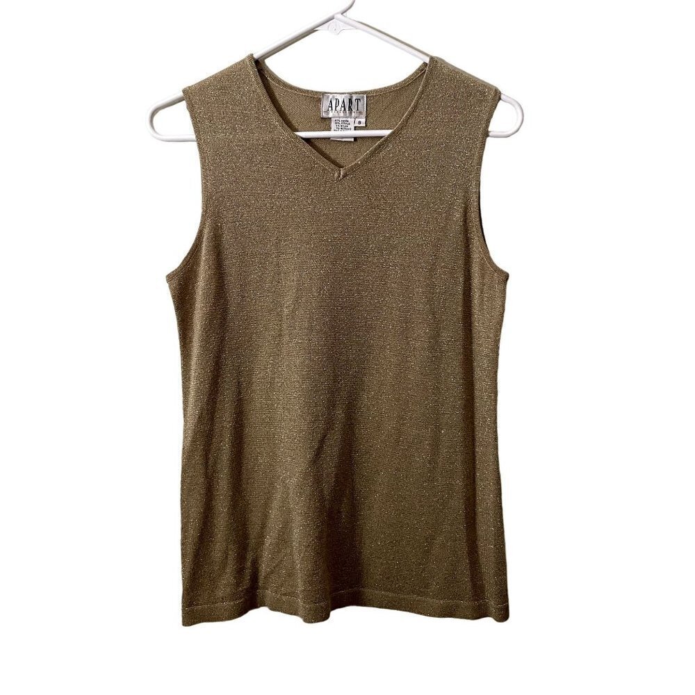 Apart Impressions golden knit sleeveless v-neck vest rayon vintage top comfort